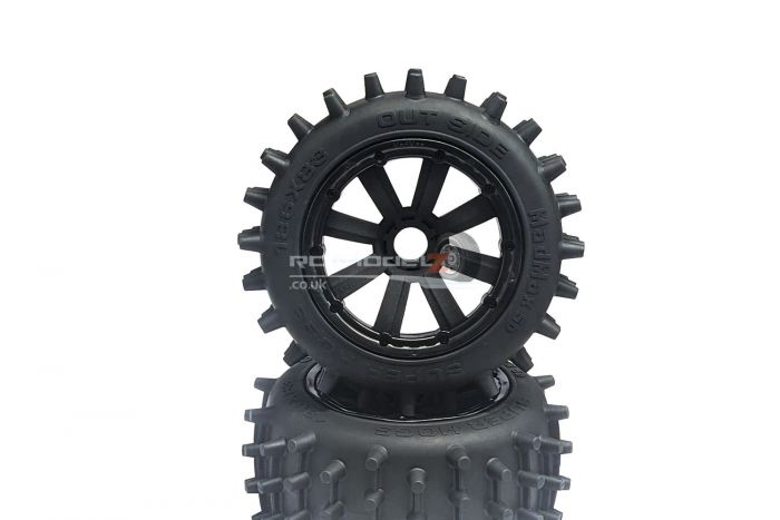 MadMax Super Hog Wheel Pair, Black 8 Spoke Wheel