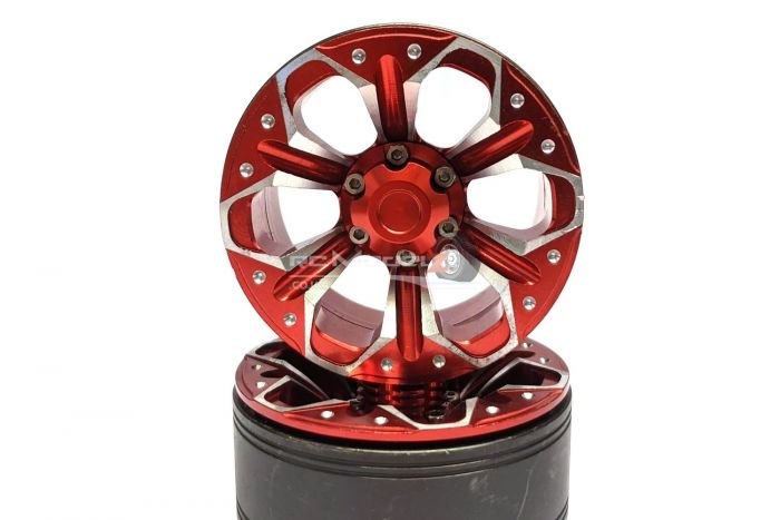 ATOP RC TRX4 1.9inch 6 Spoke Wheels w/Metal Hub Red
